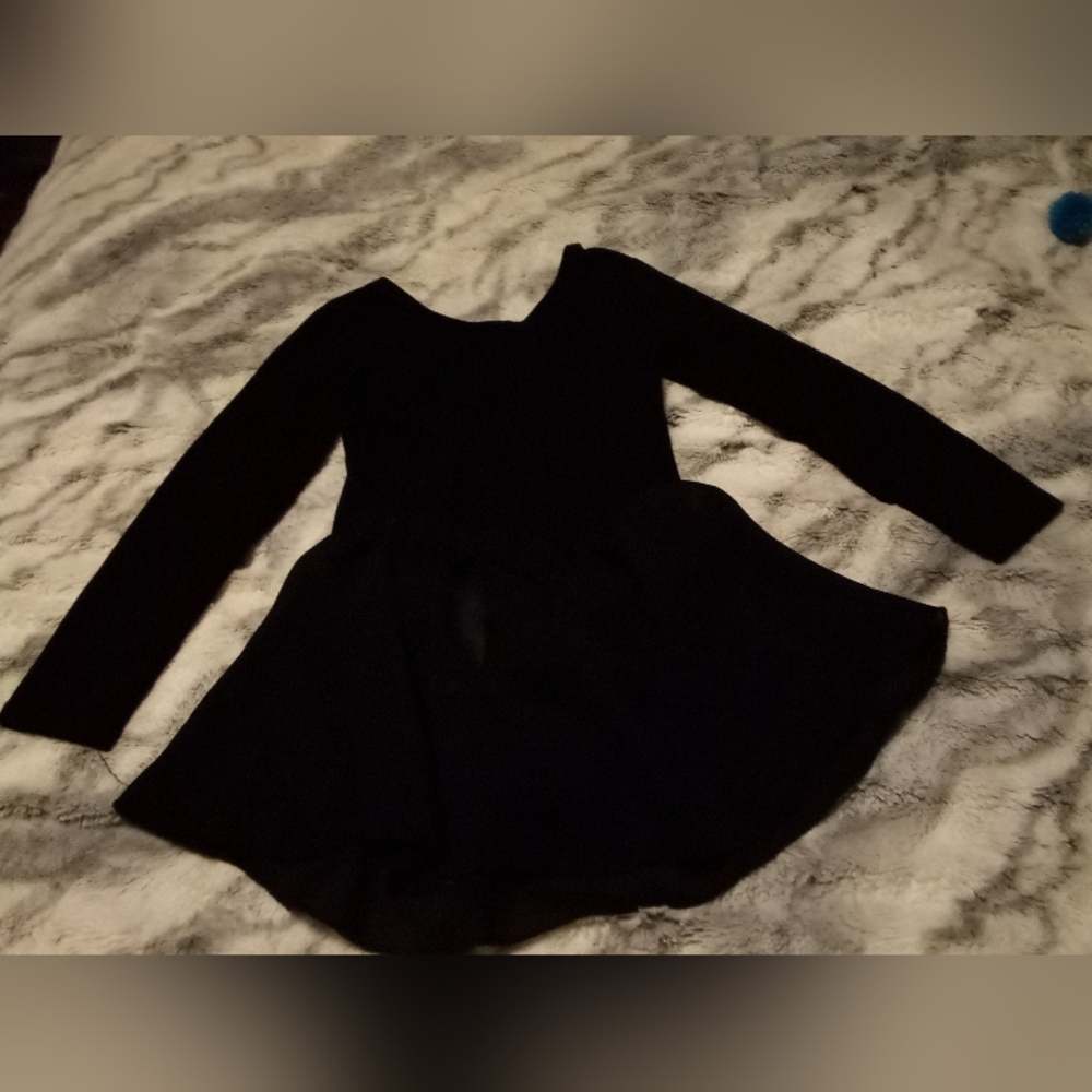 Girls, black,  2 piece, leotard and see through black skirt